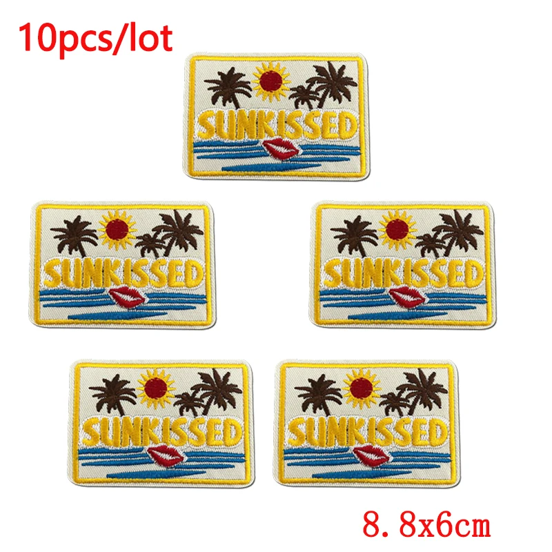 10 unids/lote de parches bordados con letras de dibujos animados, parche de hojas de flores, parches para planchar para ropa, sombreros DIY, decoración de apliques para mochila - imagen 2