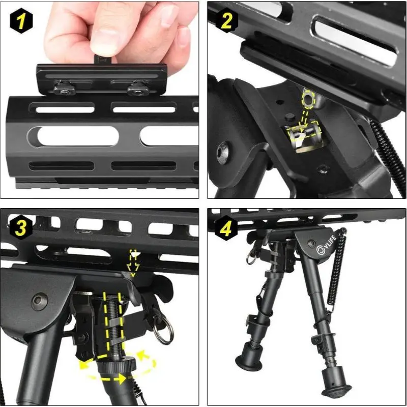 MidTen Fit M lok 6 9 Adaptador de guardamanos de montaje Accesorio de rifle de perfil bajo negro Harris Picatinny Bipod Sling Stud AR15 Bipods Nuevo - imagen 5