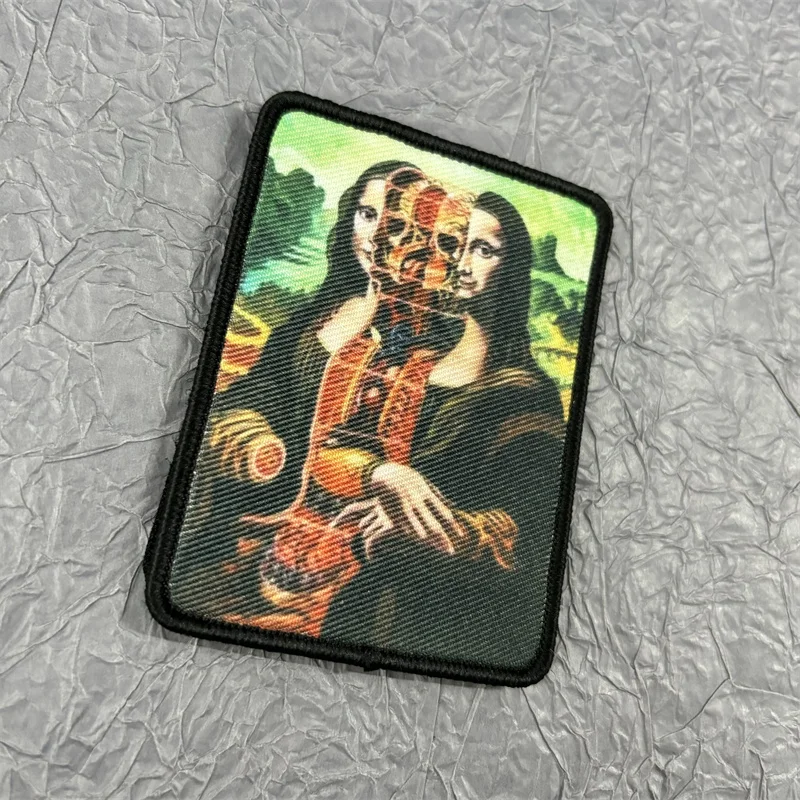 Insignia de moral en capas de Mona Lisa, parche impreso en ropa, gancho y bucle, parches tácticos militares, pegatina para mochila - imagen 4