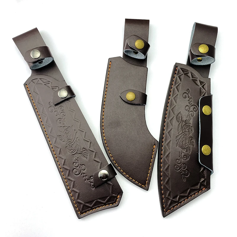 Funda de cuchillo recto con hoja fija para café, funda de cuero dividido de vaca, soporte para vaina, herramienta para exteriores, cinturón, funda de caza, 1 unidad - imagen 2