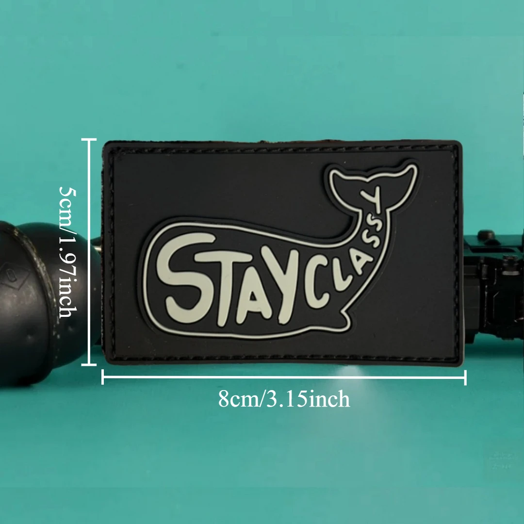 Parches de gancho y bucle de PVC 3D de ballena "Stay Classy" para ropa, insignia de moral táctica, brazalete militar, mochila, apliques adhesivos - imagen 3