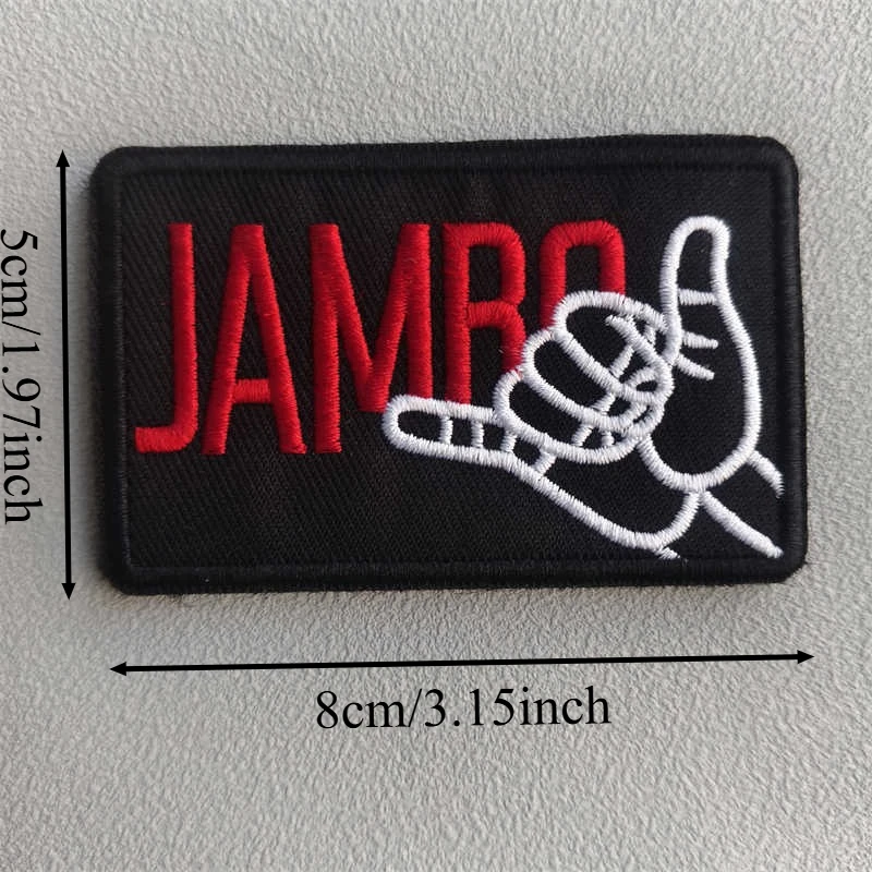 Parche bordado de gestos JAMBO, parches militares de gancho y bucle para ropa, insignia de moral táctica, pegatinas decorativas para mochila - imagen 3
