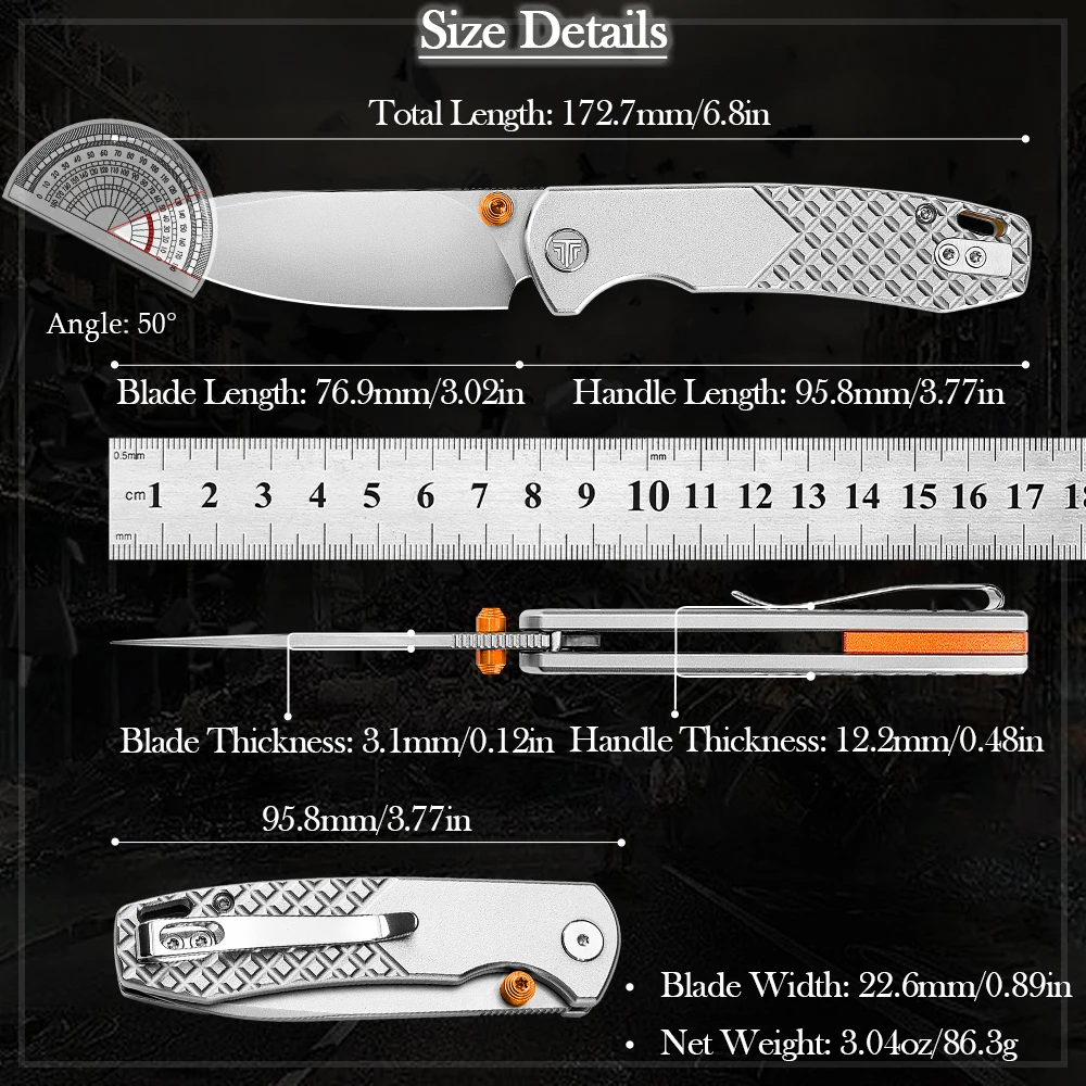Cuchillo TRIVISA M390 hoja acero con mango titanio y clip - imagen 2