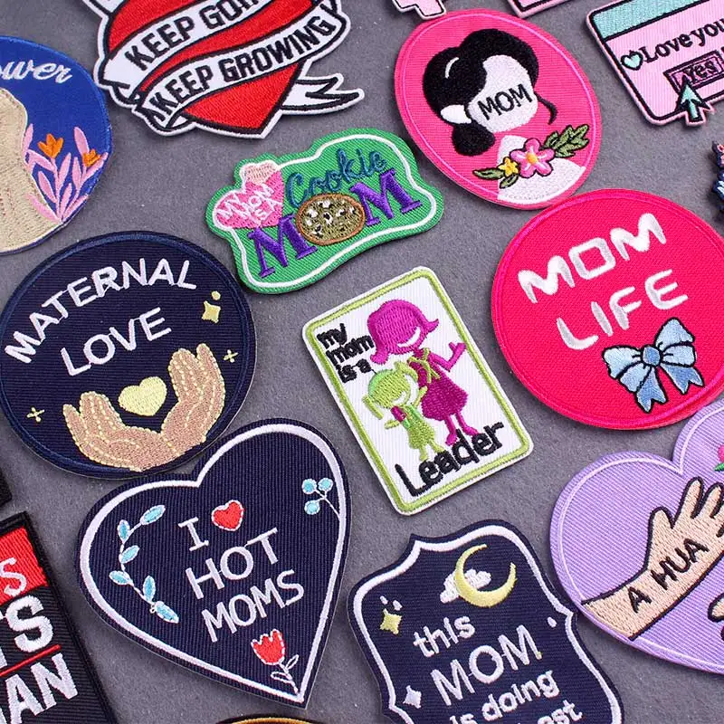 5 unids/lote parches de mamá para ropa DIY parche de palabras positivas hierro en parches bordados en ropa insignias de rayas en mochila