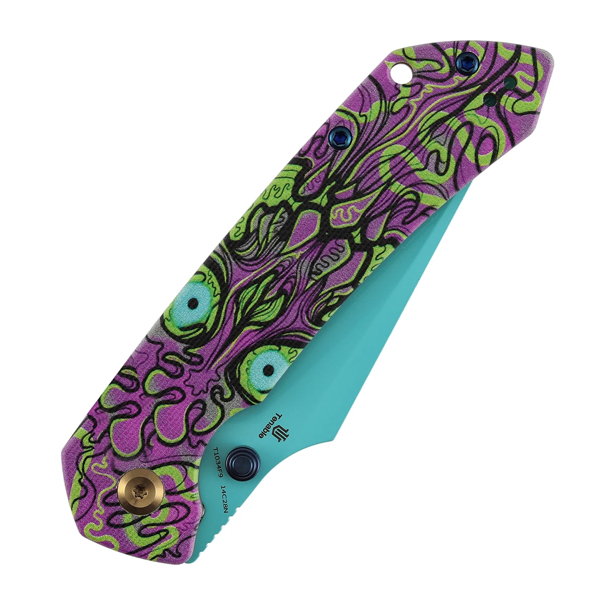 Cuchillo plegable Tenable Fenrir mango G10 serpiente morada EDC - imagen 5