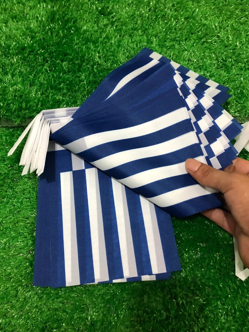 Bandera del cielo de Grecia, banderines voladores de poliéster, 14x21cm, 20 unidades por lote - imagen 3