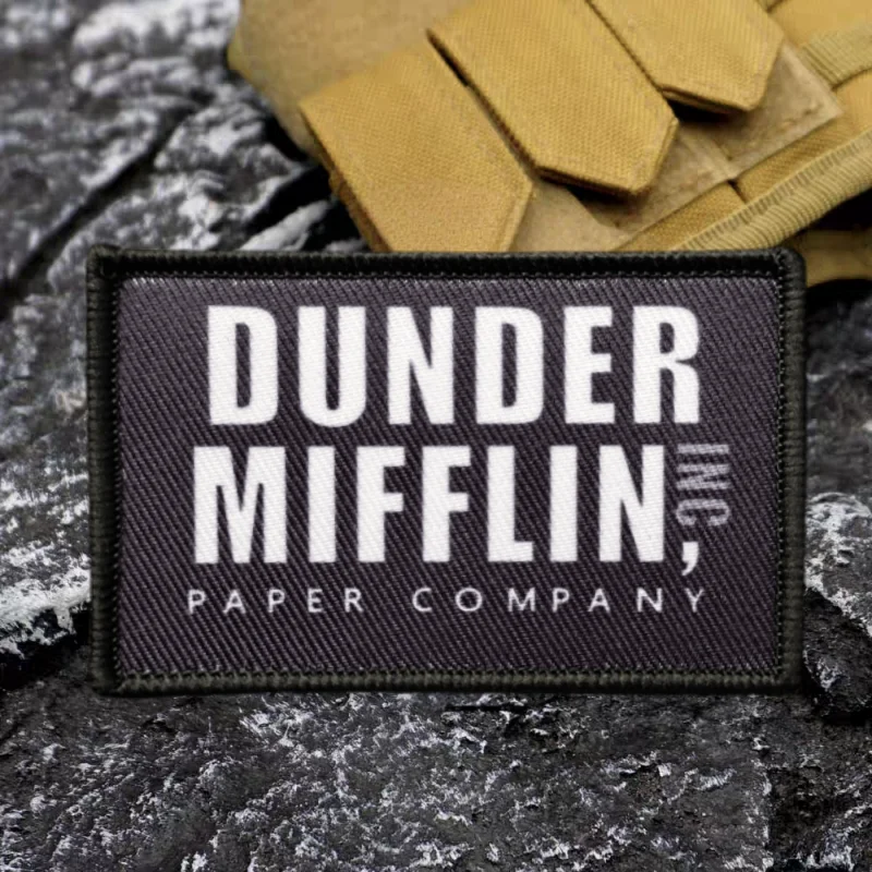 Parche estampado DONDER MIFFLIN, insignia de moral táctica militar con gancho y bucle, pegatina decorativa para mochila, parches para brazalete para ropa - imagen 2