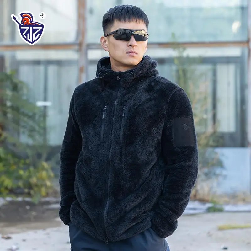 Chaqueta de lana pesada Z5, chaqueta con capucha de pelo largo para exteriores, montaña, viajero táctico, Top cálido de invierno - imagen 5