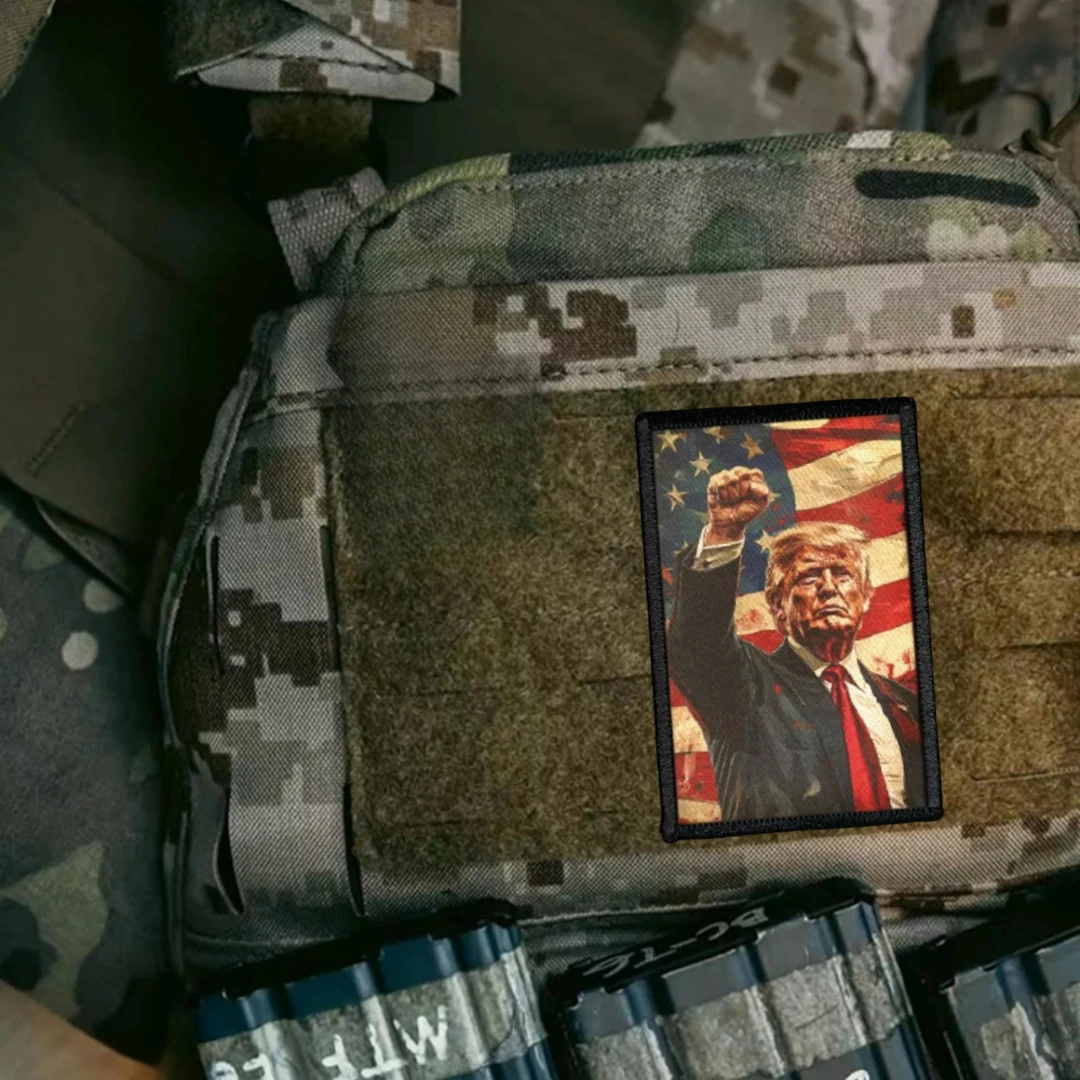 Parche de Donald Trump 2024, insignia de moral táctica, pegatina de mochila militar, Impresión de gancho, parches de bucle para ropa - imagen 3
