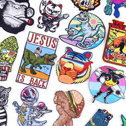 Jesús está hacia atrás, parches bordados para planchar para ropa, parches termoadhesivos, apliques de ropa DIY, pegatinas de planchado de animales