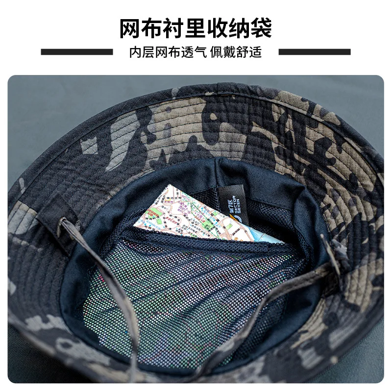 Sombrero táctico de camuflaje para hombre y mujer, visera corta, borde redondo, sombrilla, alero estrecho, gorra de pescador para el sol - imagen 4
