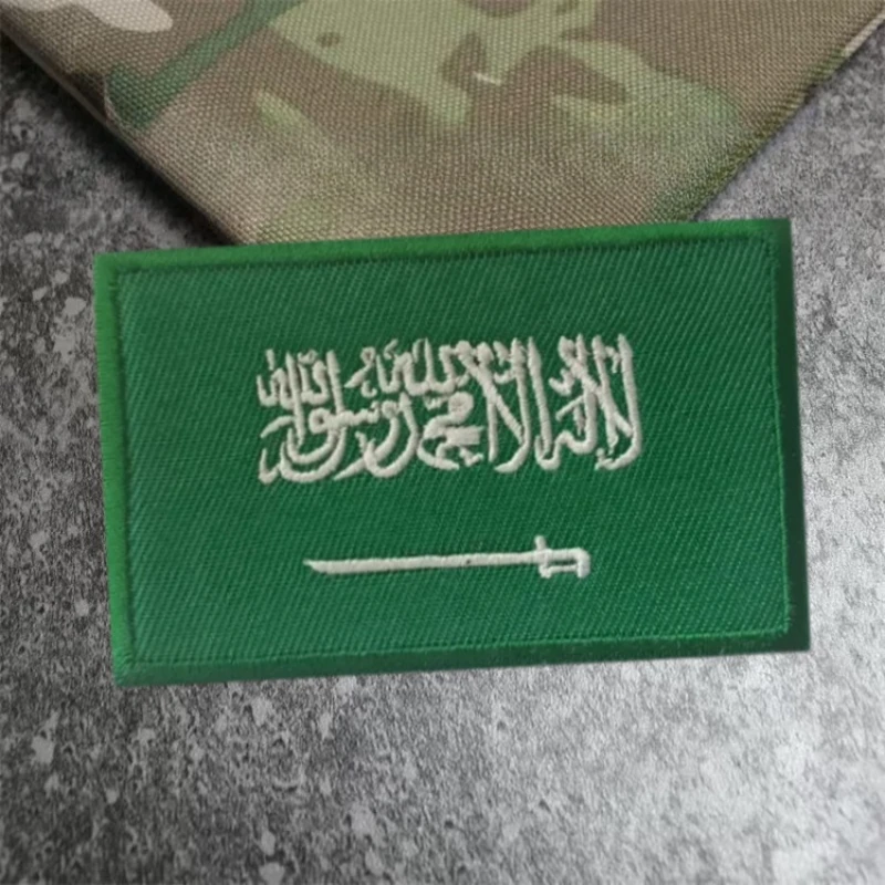Parches tácticos bordados con bandera de Arabia Saudita, parche de gancho y bucle en tela, insignia de moral militar, pegatinas para mochila, accesorios - imagen 4