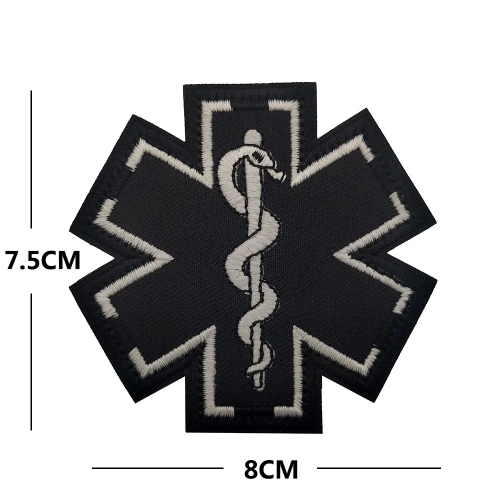 Calcomanía bordada en 3D de Star of Life, brazalete de rescate, insignia médica luminosa de PVC, Parche de bucle de gancho de mochila EMS reflectante IR, superventas - imagen 5