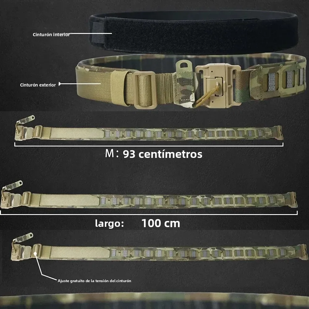Cinturón táctico multifunción para exteriores, hebilla magnética de campo de camuflaje, cinturón Tegris de entrenamiento, hebilla magnética, extracción rápida de cinturón - imagen 5