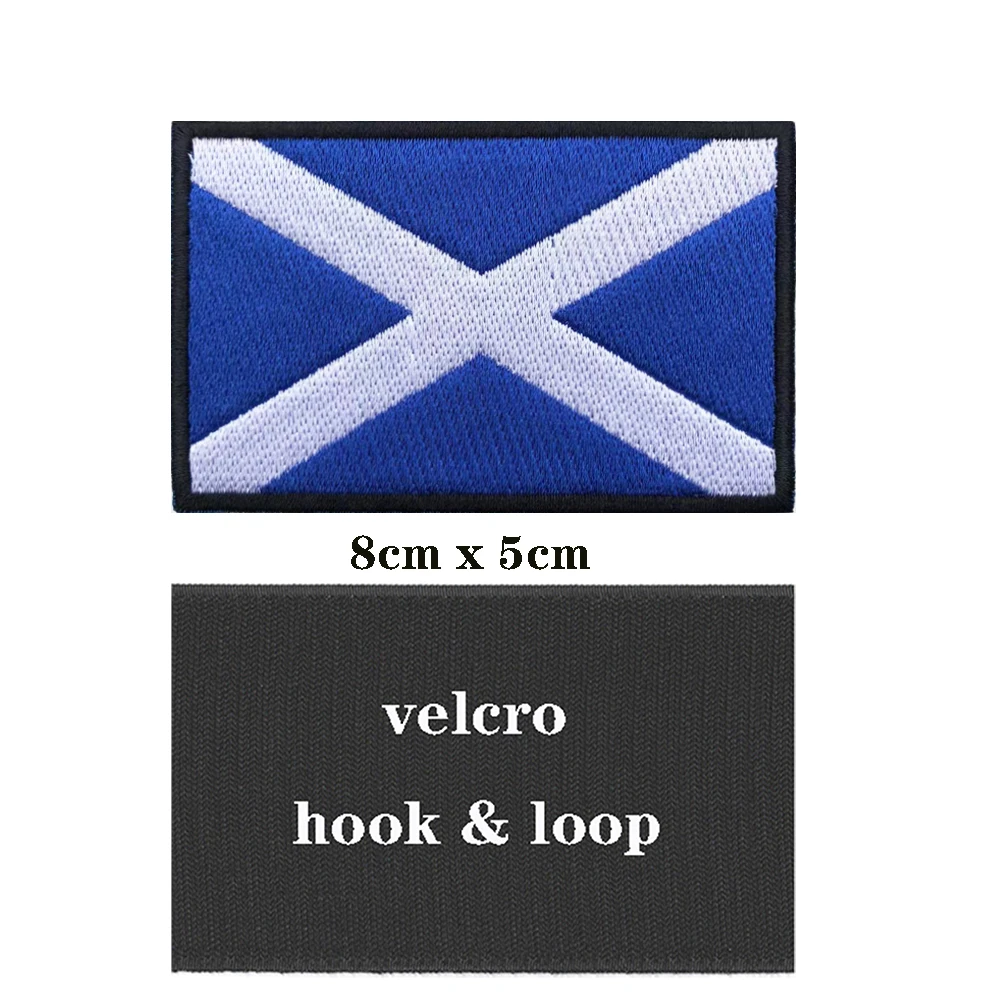 Parches bordados de la bandera escocesa de Escocia, banda de brazo, lazo de gancho o hierro, insignia bordada, raya militar, 1 unidad - imagen 3