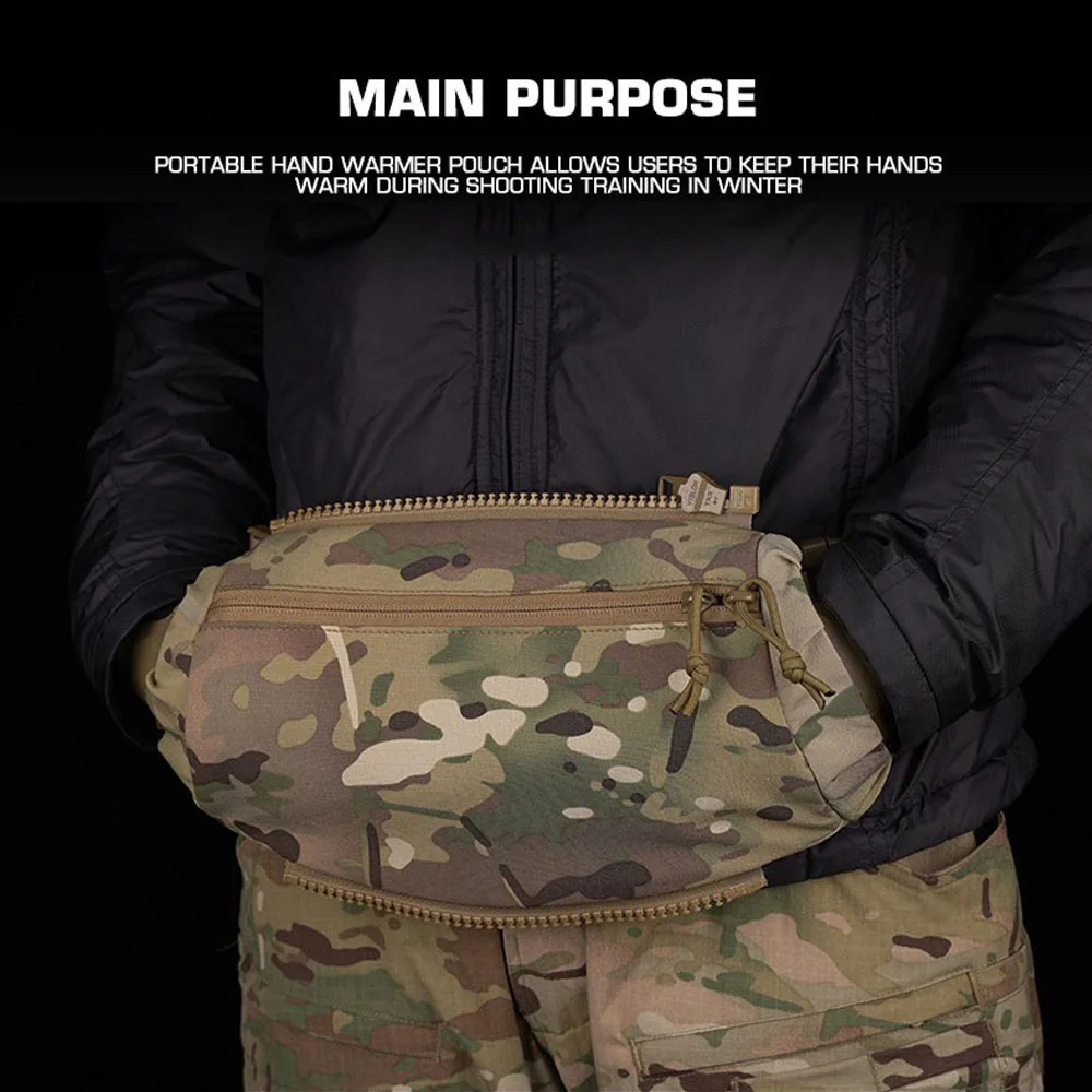 Bolsa calentadora de manos táctica para invierno, caza al aire libre, Camping, senderismo, protección contra el frío, chaleco Airsoft, colgador de caída, bolsa calentadora de manos para cintura - imagen 5