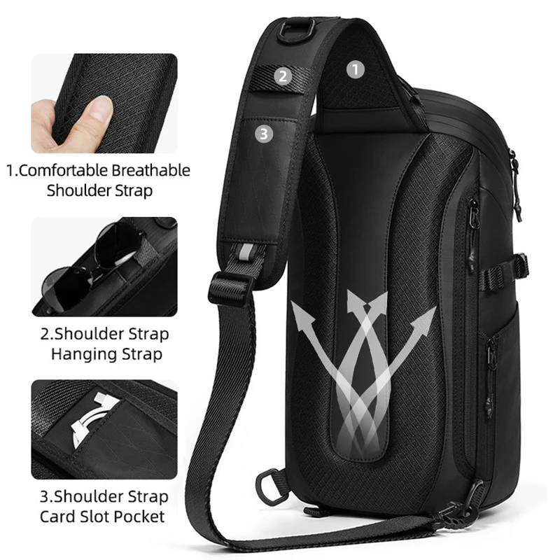 Bolsa de pecho táctica USB MOLLE – riñonera cruzada para hombre - imagen 5