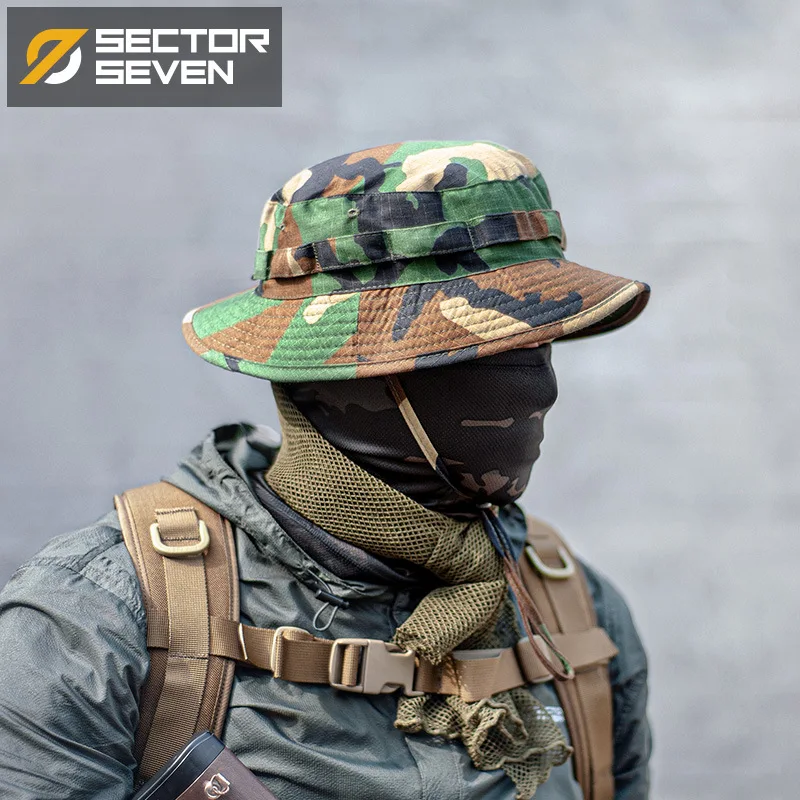 Sombrero táctico de camuflaje para hombre y mujer, visera corta, borde redondo, sombrilla, alero estrecho, gorra de pescador para el sol - imagen 2