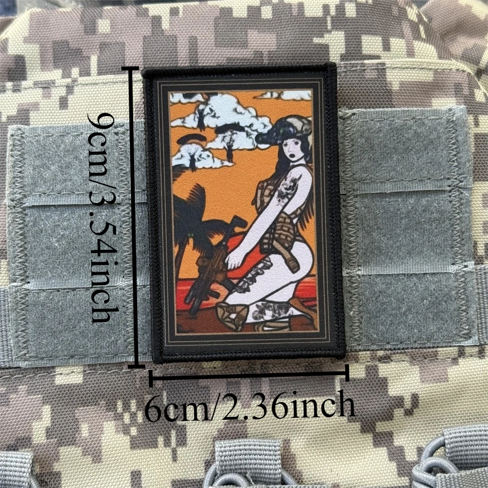 Guerrero Sexy mujer soldado impreso gancho y bucle mochila pegatina Chevron insignia de moral táctica parches brazalete del ejército militar - imagen 2