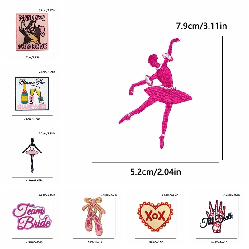 10 unids/lote de parches bordados para niñas de Ballet/zapatos de baile, parches de corazón/letra de amor de dibujos animados, parches para planchar para falda de baile, coser DIY - imagen 2