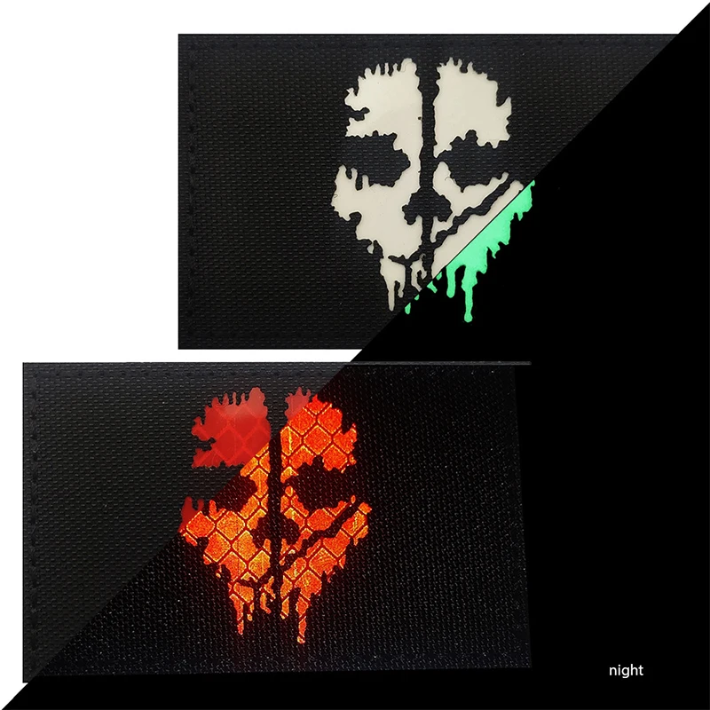Parches de PVC con reflejo noctilucente bordado de fantasma, brazalete, parche de tela, gancho de tela, mochila, aplique de insignia de moral táctica - imagen 5