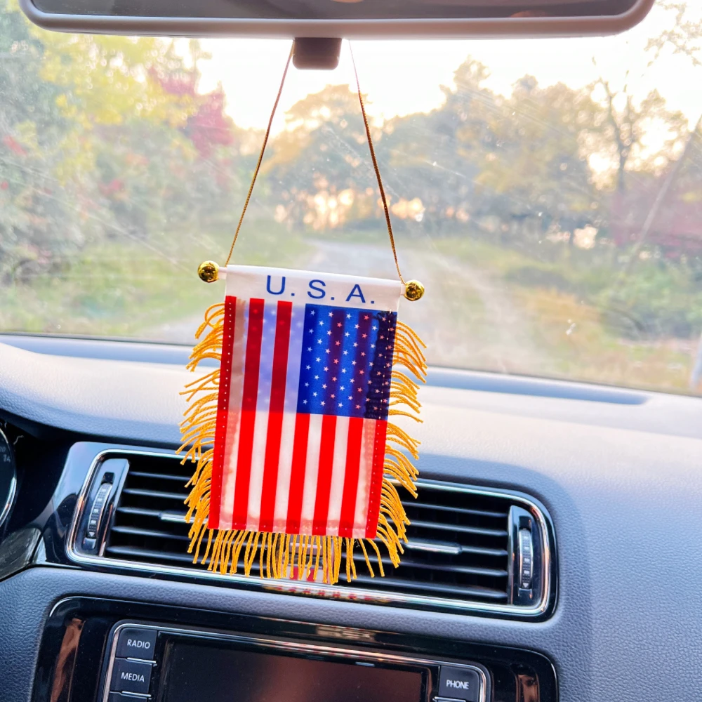 10x14cm decoración de ventana de coche Corea Marruecos América EE. UU. banderas colgantes americanas