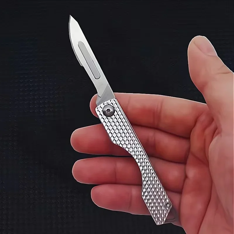 Mini bisturí plegable de acero inoxidable para bolsillo y al aire libre - imagen 4