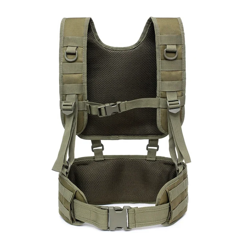Chaleco táctico Molle, cinturón en forma de H para hombres, faja militar con correa para el hombro, equipo de caza Airsoft ajustable acolchado suave - imagen 4