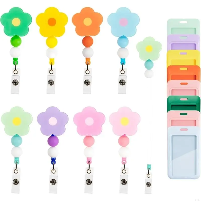 Portatarjetas retráctil, protectores tarjetas acción deslizante rápido para oficina y escuela, K1KF - imagen 3