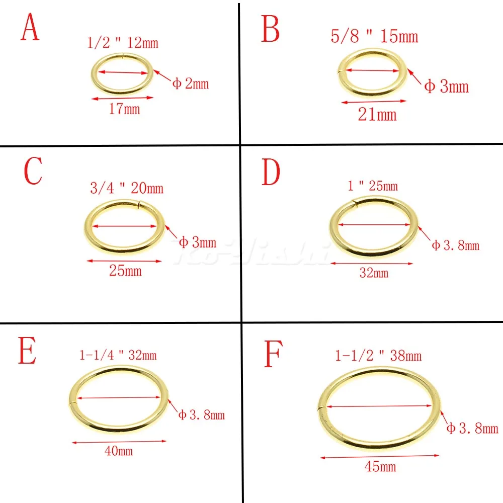 5 unids/pack O anillos de Metal no soldado collares niquelados bucles redondos hebilla de cinturón paquete accesorio 12mm-38mm - imagen 3
