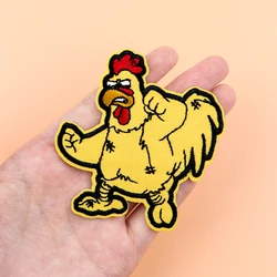 Parche bordado termoadhesivo pollo enfadado para ropa