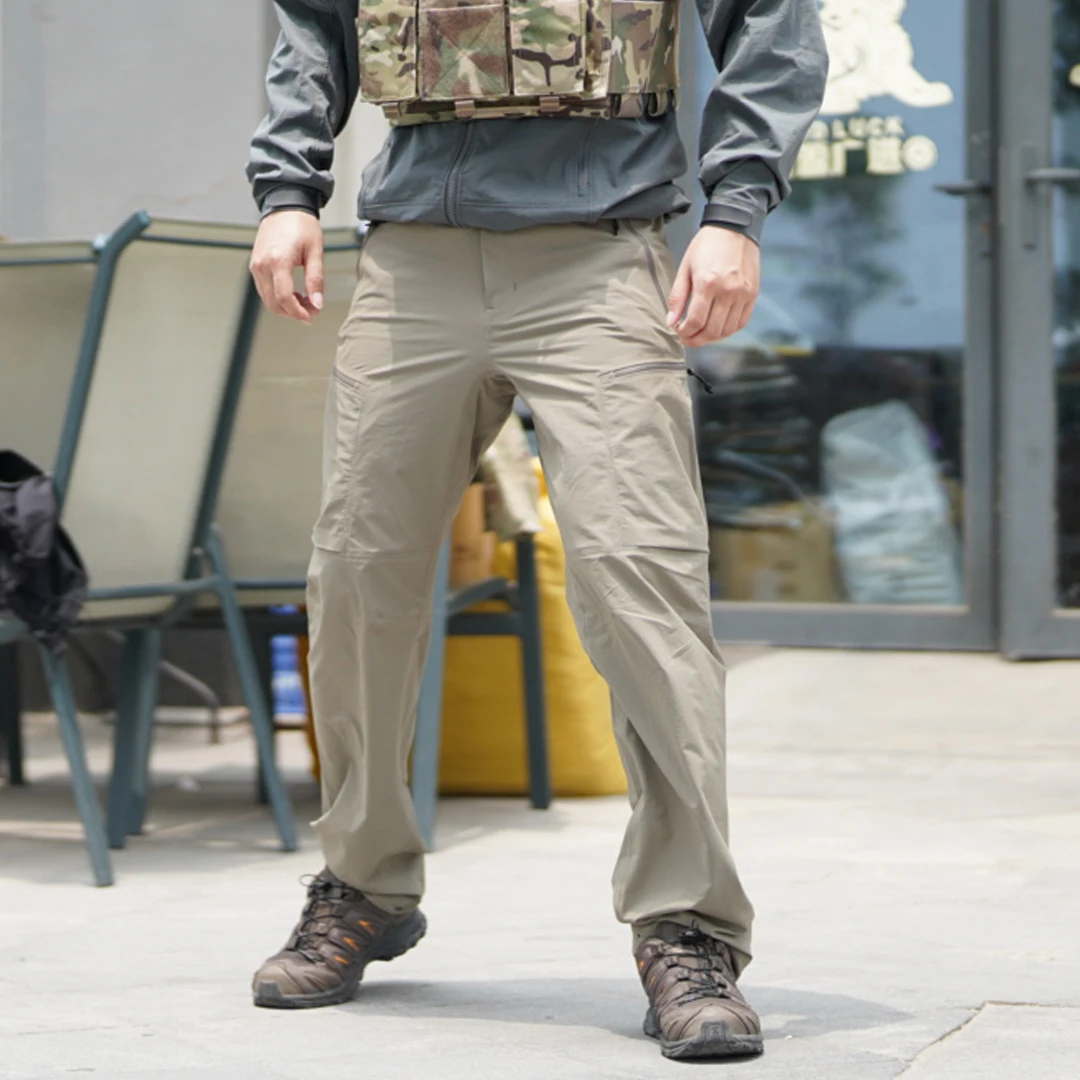 Pantalones tácticos de nailon para senderismo al aire libre, transpirables, resistentes al agua, elásticos en cuatro direcciones, patrón de cáscara naranja, pantalones largos tácticos - imagen 3