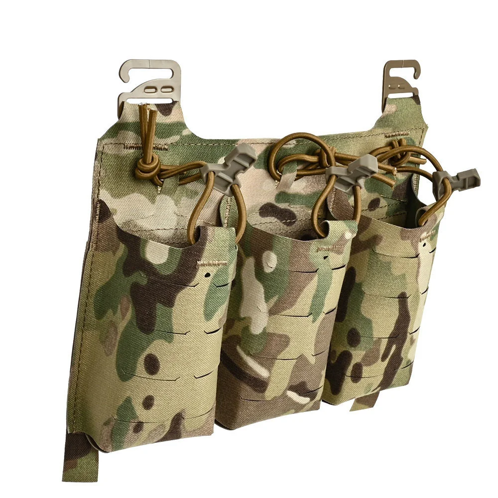 Bolsa Triple M4 para cargador, solapa frontal táctica adaptable, retención de gancho G, Bungee Pull Tab, corte láser, laminado, nailon 500D, Airsoft, 5,56 - imagen 3