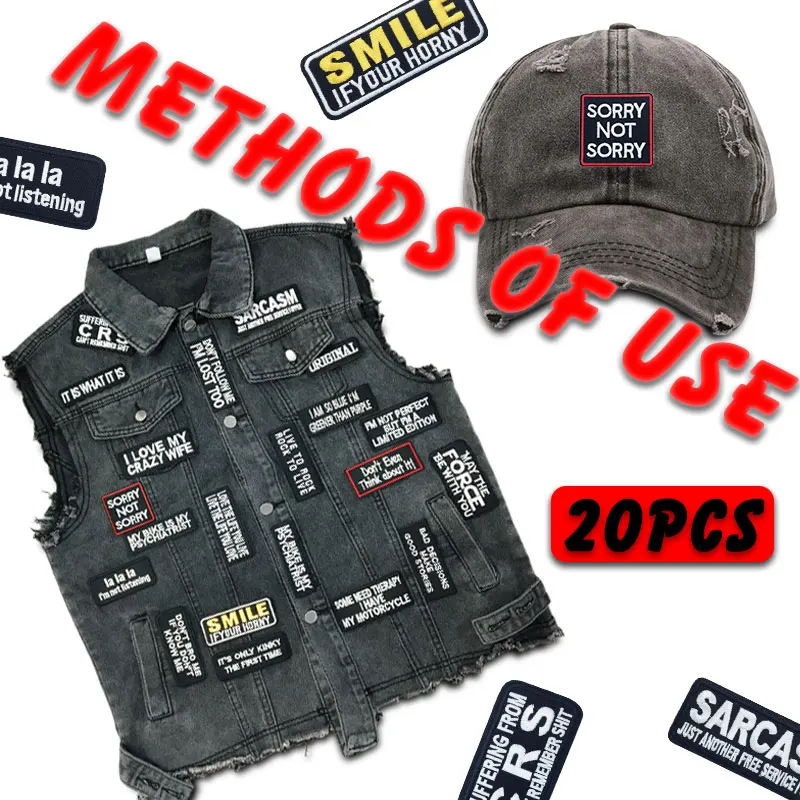 Parches bordados de texto para ropa, pegatinas para planchar, apliques para ropa, chaqueta, Jeans, conjunto de rayas, 20 unidades por lote - imagen 3