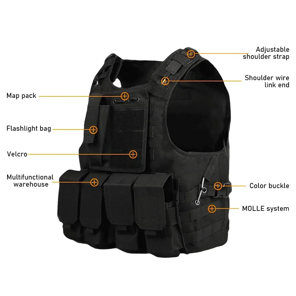Chaleco militar táctico para niños, equipo de paintball chasse, pistola de Airsoft, cuerpo de combate, armadura exterior, chaleco CS de ataque suave - imagen 5