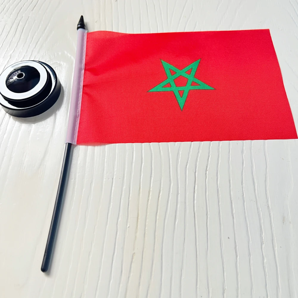 Escritorio de oficina Bandera de Marruecos Banner14x21cm El conjunto de exhibición de bandera del gabinete marroquí - imagen 5