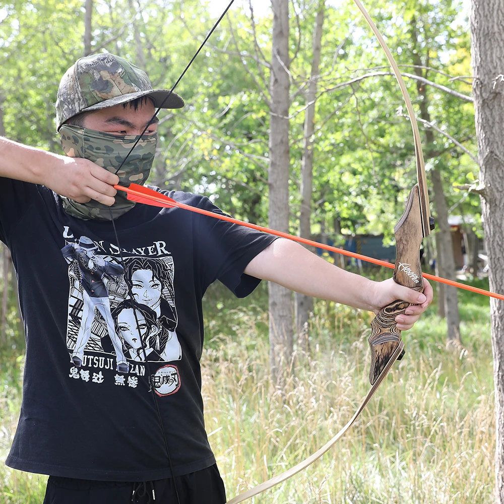 Kit de flecha de arco recurvo de 60 pulgadas, arco dividido de 20-60 libras, tiro con arco RH, caza, tiro, objetivo, núcleo de bambú, elevador de madera - imagen 2