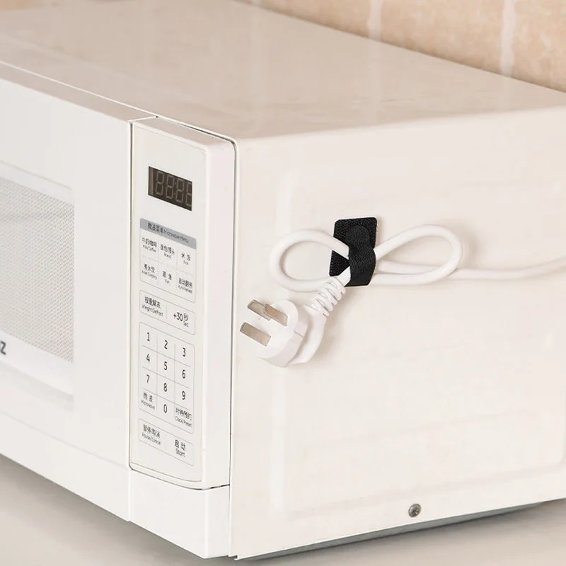 Hebilla inversa de nailon reutilizable para sujetar cables, gancho mágico, correas de velcro, acabado de línea adhesiva, color negro, 10/20 piezas, 28x90mm - imagen 3