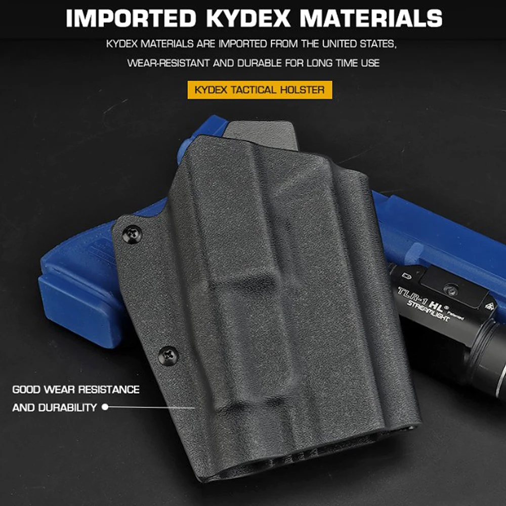 Kydex-funda táctica ligera para pistola, GLOCK9/40, 17-LENGTH, GLOCK17/19/19X/45, con linterna de TLR-1, soporte ajustable - imagen 5