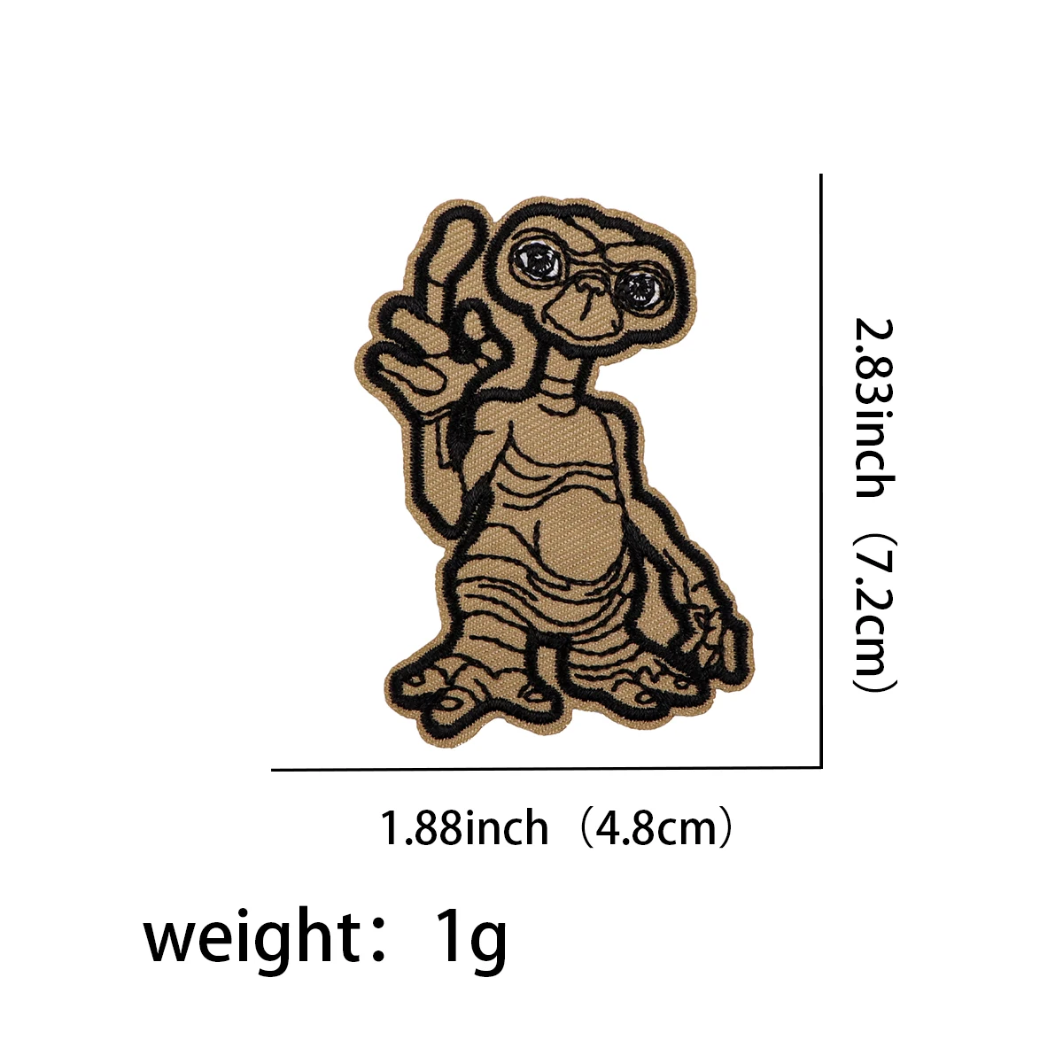 Un alienígena marrón con un signo de paz en el gobernante