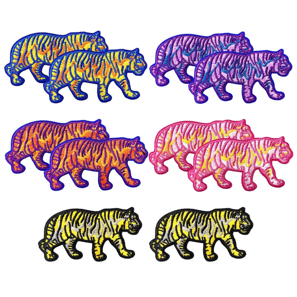 10 unids/lote parche bordado de tigre colorido sombreros chaquetas bolsos parches bordados parches para planchar para ropa pegatinas para coser insignia - imagen 2