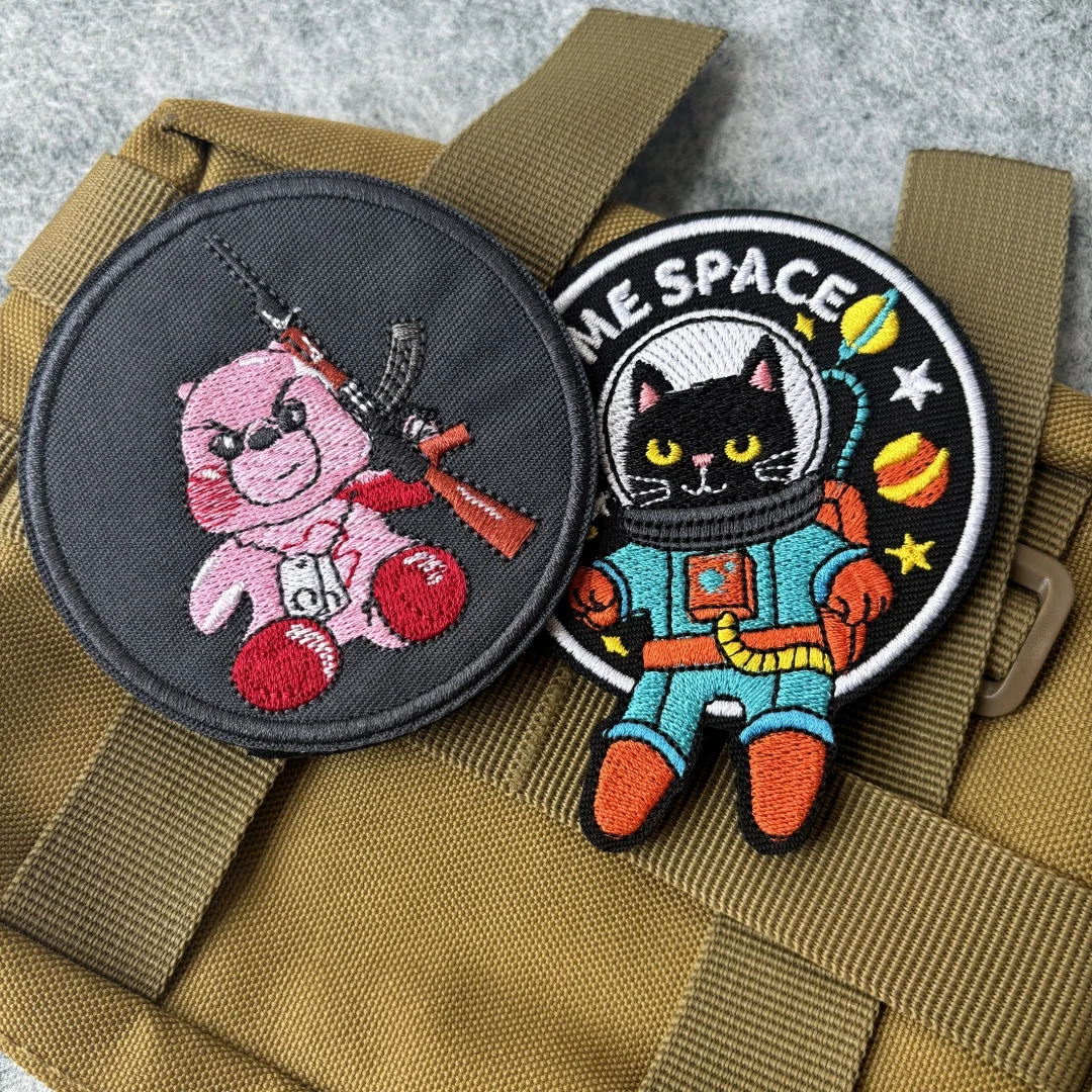 Parches tácticos de animales bonitos, parche de gancho y bucle bordado de dibujos animados, brazalete militar de moral, insignia, mochila, pegatinas para ropa - imagen 2