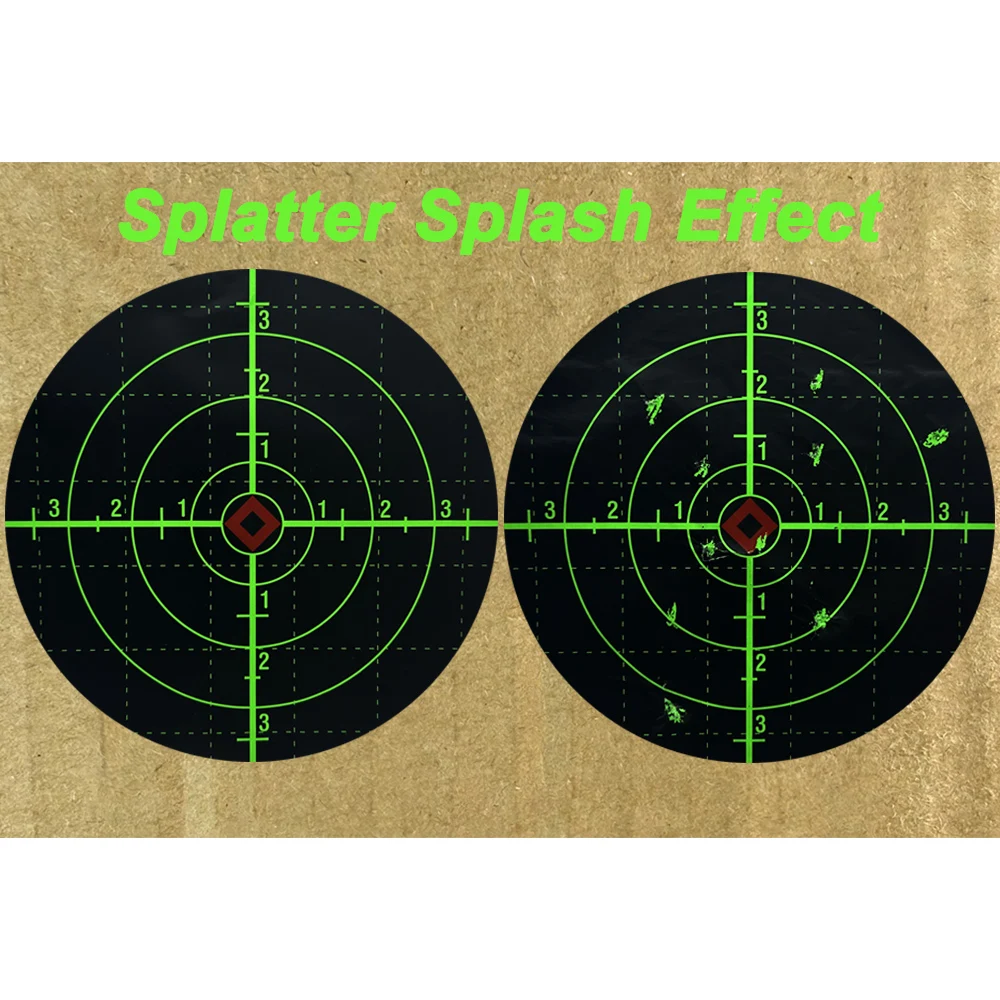 6 "100 uds/rollo de objetivos fluorescentes verdes salpicaduras pegatinas de objetivo objetivo autoadhesivo para pistola BB pistola de pellets Rifle Airsoft - imagen 2