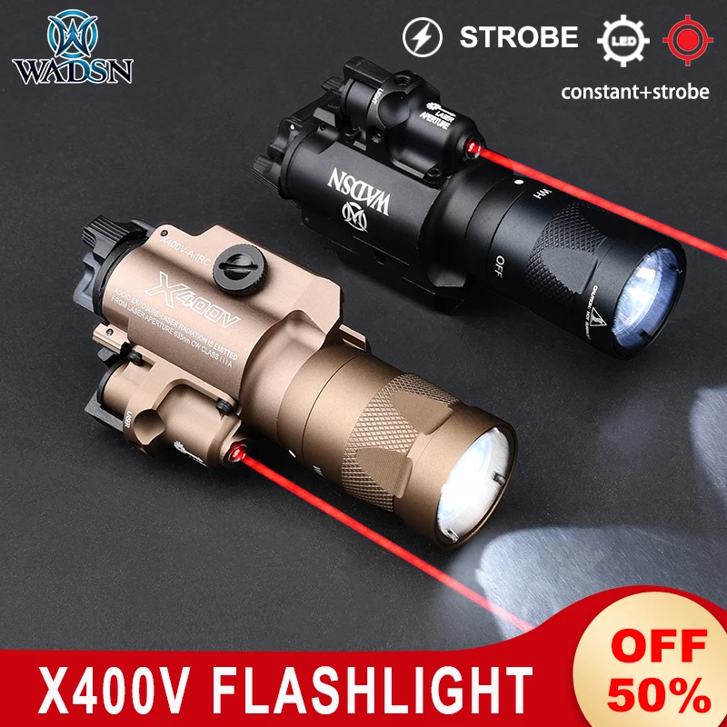 WADSN-linterna estroboscópica táctica Airsoft X400V, luz Led láser rojo X400 para pistola, luz para arma de caza