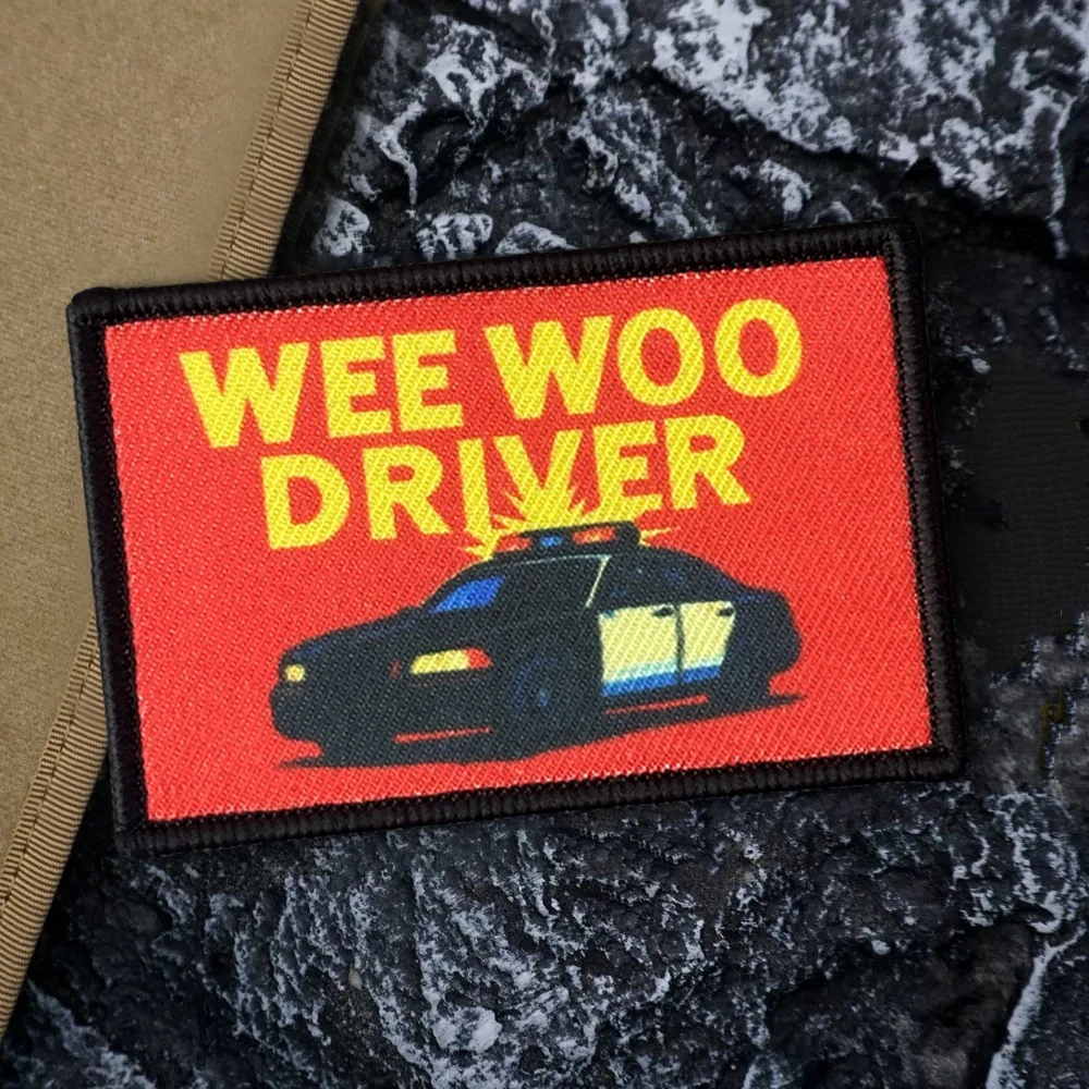 Parches tácticos WEE WOO DRWER, parche divertido de gancho y bucle, insignia militar, brazalete, pegatinas para mochila