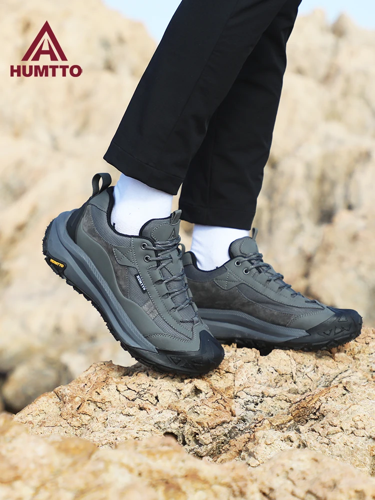 HUMTTO-Botas de senderismo de piel de vaca para hombre, botas de caza impermeables, botines tácticos de combate en el desierto, zapatillas informales para caminar - imagen 5