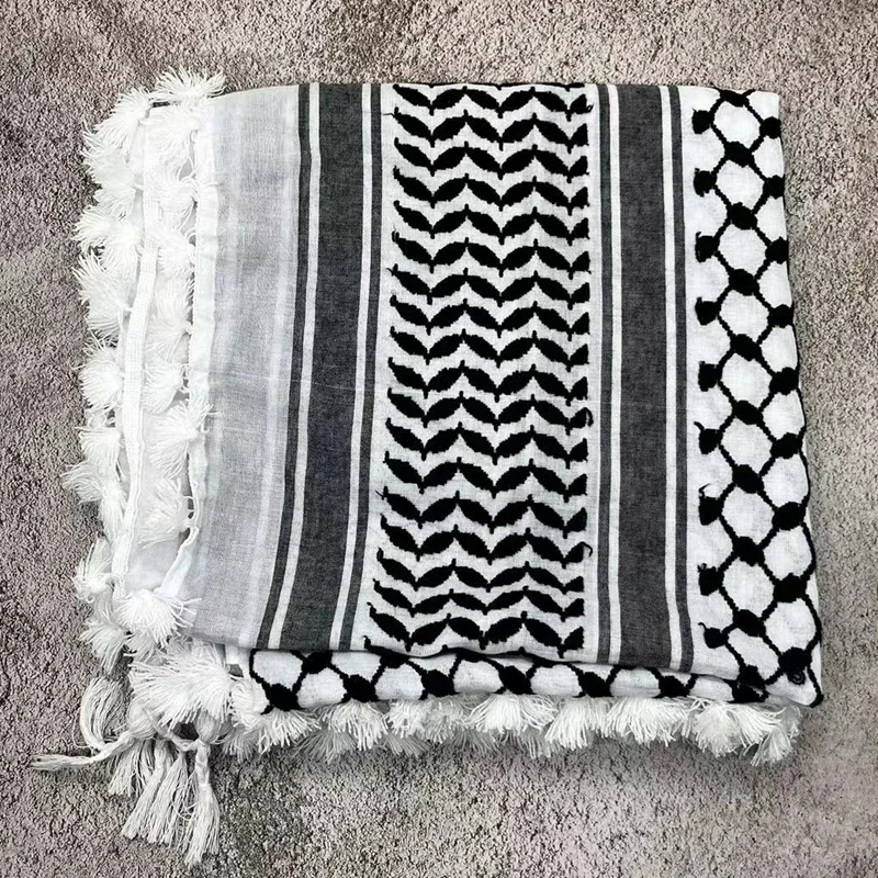 Shemagh-bufanda táctica para el desierto, pañuelo Unisex para el cuello, pañuelo árabe de algodón con borla, equipo táctico - imagen 5