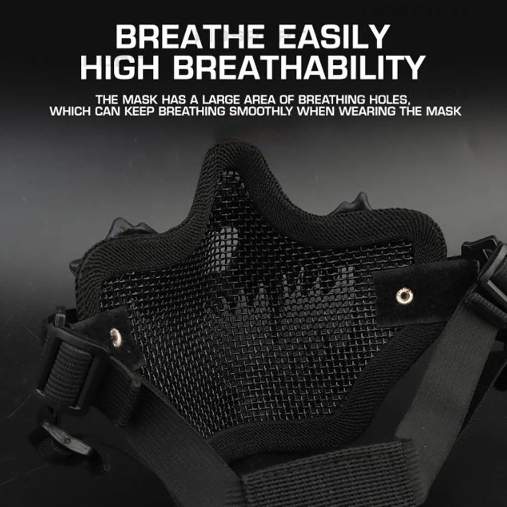 Máscara de Halloween, máscara de calavera de media cara, disfraz de fantasma, máscara de miedo, accesorios de fiesta para Airsoft Paintball - imagen 4