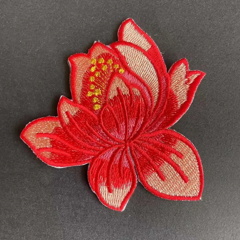Parches termoadhesivos con apliques de flores de loto de 8,5 CM, pegatinas para planchar con bordado de flores de tela para ropa, vestido, Cheongsam - imagen 5