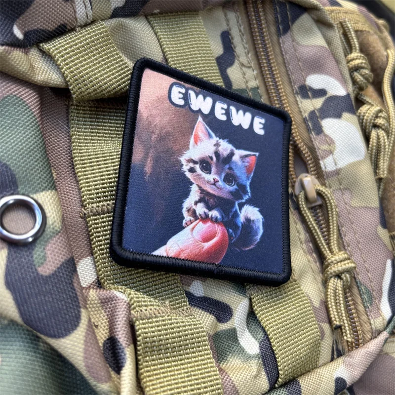 Parche estampado de gato para ropa, insignias de moral táctica, parches militares con gancho, pegatinas para mochila - imagen 3